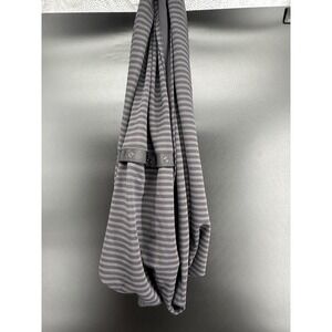 Lululemon Vinyasa Scarf Black Grey Striped Snap Button Wrap Infinity Scarf OS